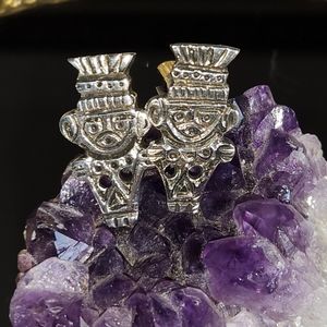 Men's Vintage 800 Coin Silver Aztec, Ecuador Inca Cuff Links